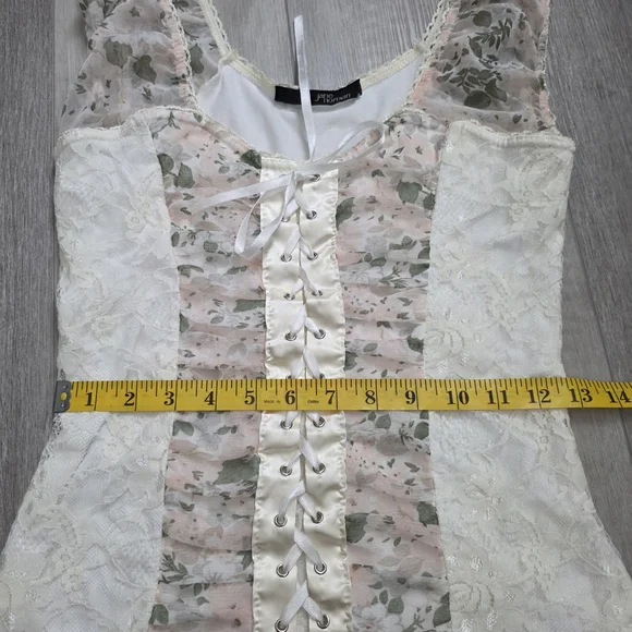 🌸 Jane Norman Lace Floral Corset Top | UK 16 / EU 42 Y2k Cottage - Picture 11 of 13